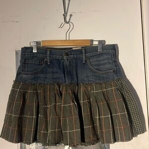 RARE. LF First of a Kind, Levi, denim, hybrid, super cool,flannel skirt